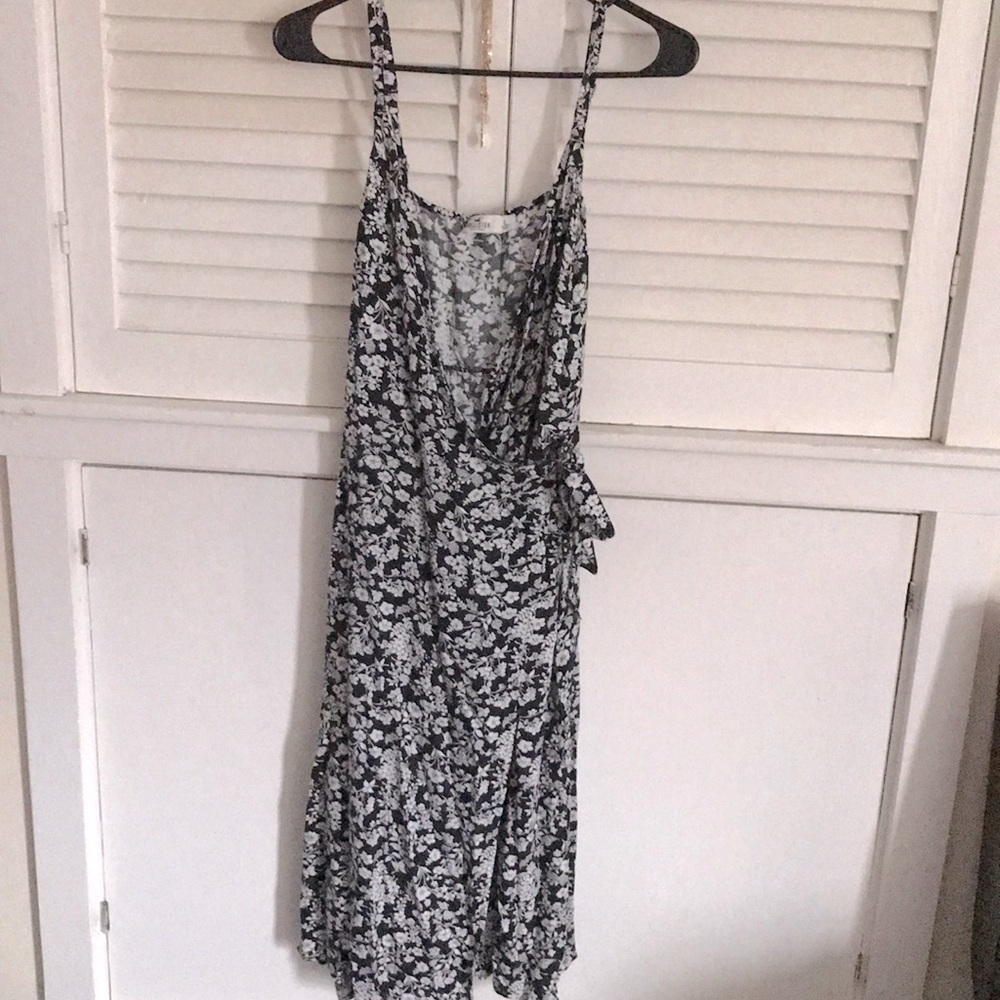 Floral Side-Tie Slit Dress